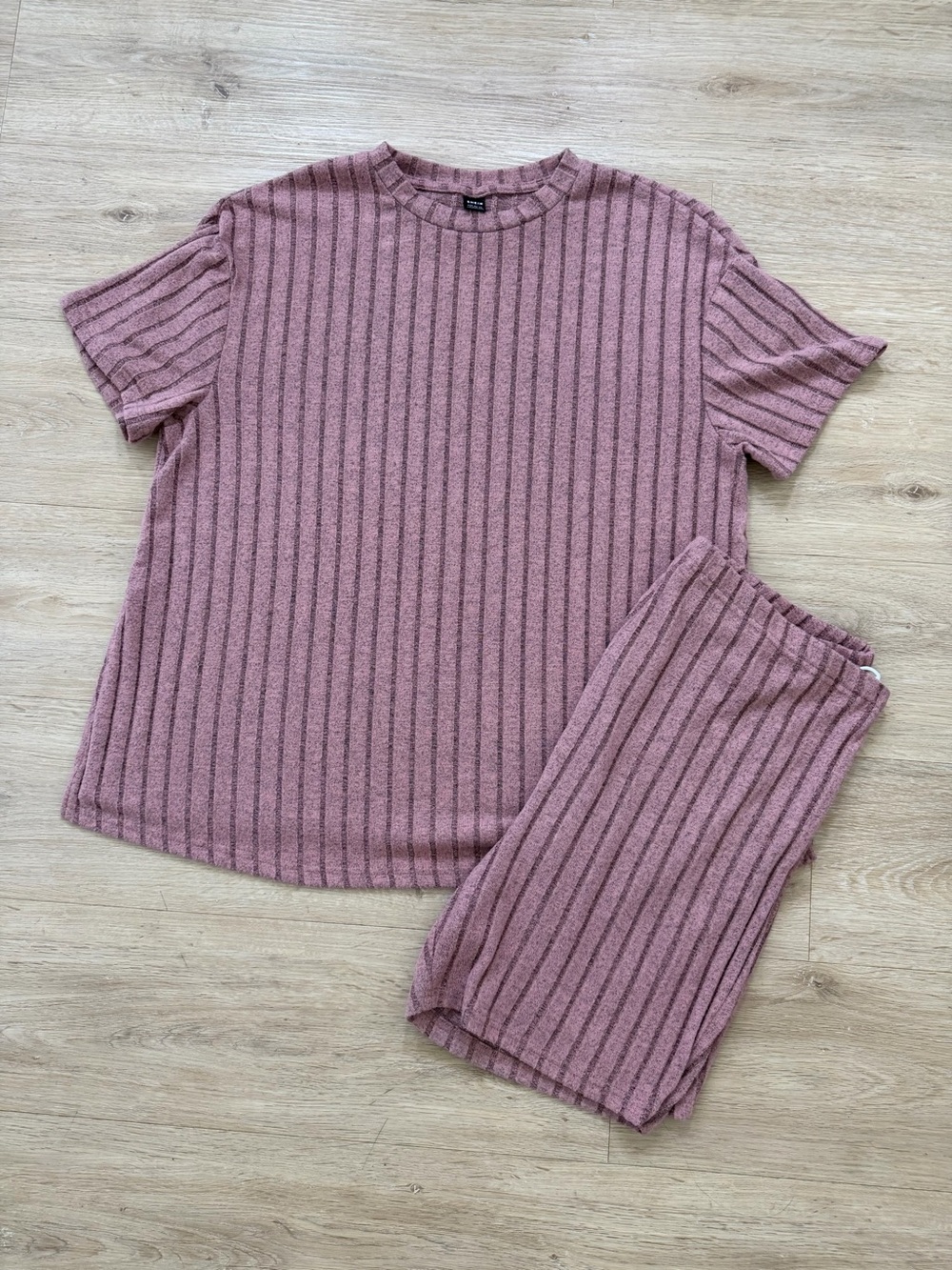 Ribbed Two-Piece Maternity Lounge Set - Rose
